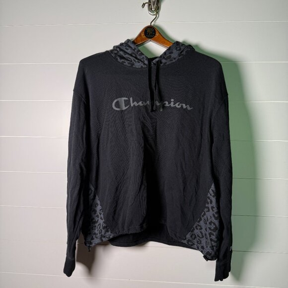 Champion Ladies’ Leopard Print Hoodie (black/gray) Sz XL - Picture 1 of 8